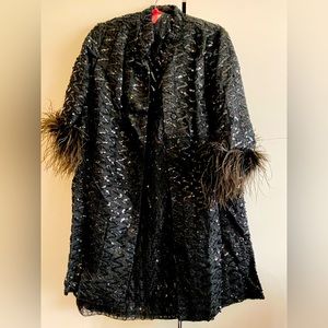 Black vintage sequins sheath dress with matching jacket
